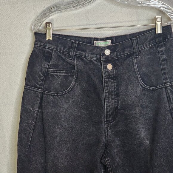 Guess Jeans Black Vintage Cotton Double Button Wide Leg Washed Jeans Size 32 XL - Picture 7 of 16